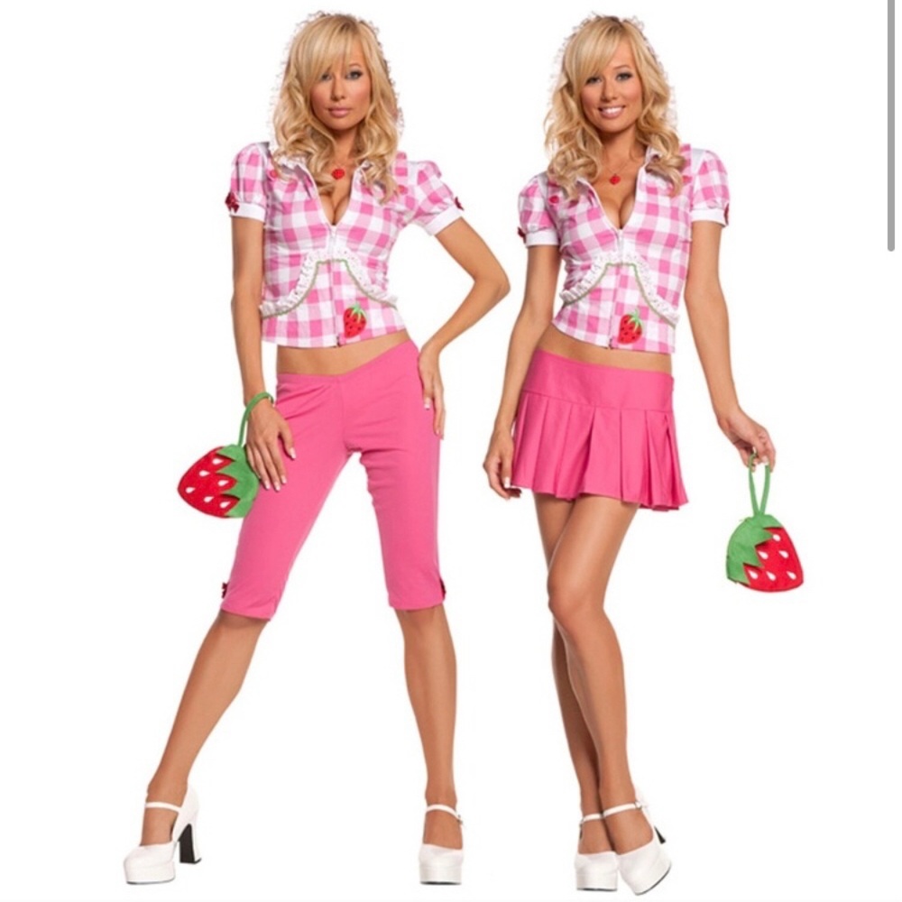 Strawberry Shortcake Costume Top Pants Skirt 5PC
